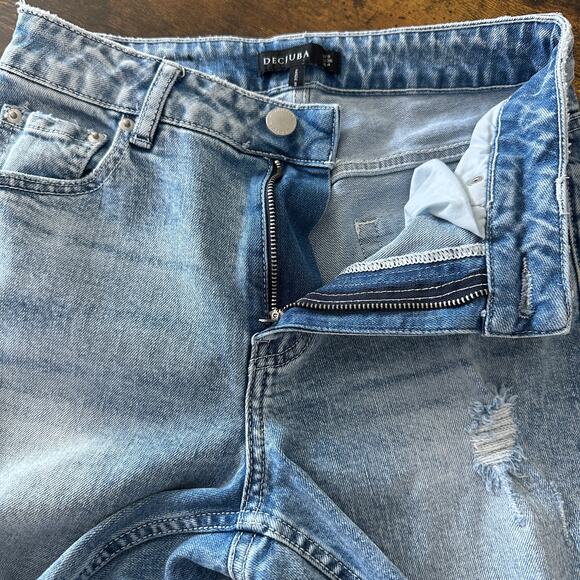 Decjuba ripped girlfriend jeans size 4 light wash cropped australia - Picture 5 of 11